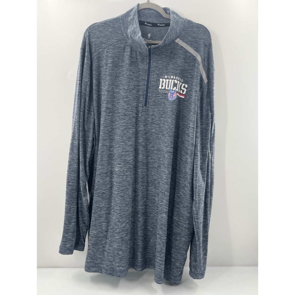Fanatics Milwaukee Bucks NBA Mens 3XL Blue Space Dye Quarter Zip Pullover 1600
